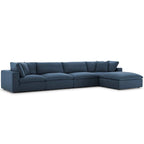Divano angolare moderno grigio, poliestere-lino, 5 pezzi