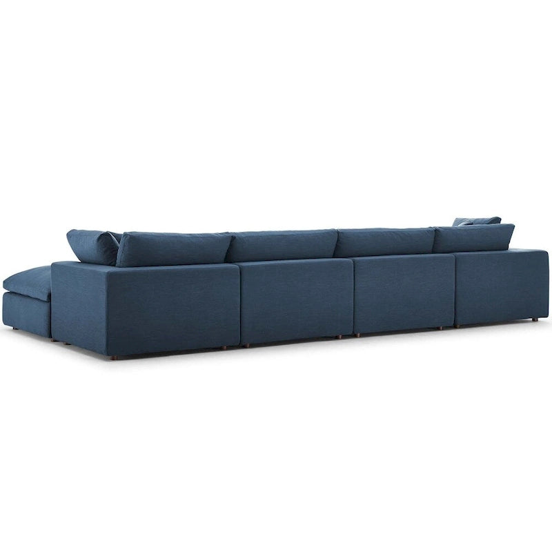 Divano angolare moderno grigio, poliestere-lino, 5 pezzi