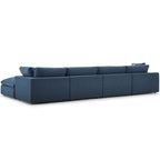 Divano angolare moderno grigio, poliestere-lino, 5 pezzi