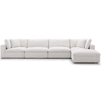Divano angolare moderno grigio, poliestere-lino, 5 pezzi