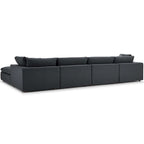 Divano angolare moderno grigio, poliestere-lino, 5 pezzi
