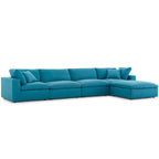 Divano angolare moderno grigio, poliestere-lino, 5 pezzi