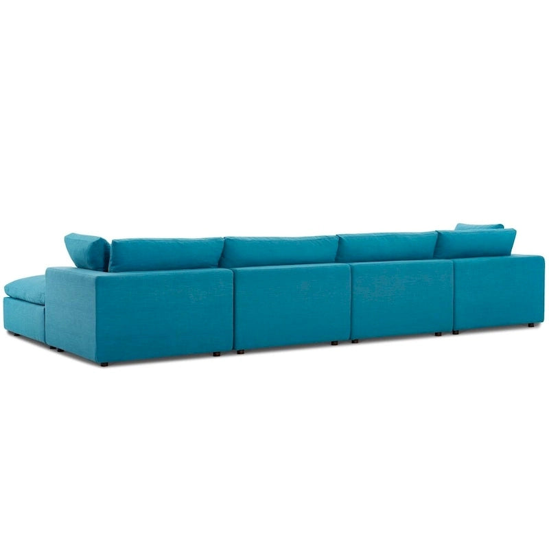 Divano angolare moderno grigio, poliestere-lino, 5 pezzi