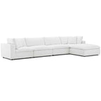 Divano angolare moderno grigio, poliestere-lino, 5 pezzi