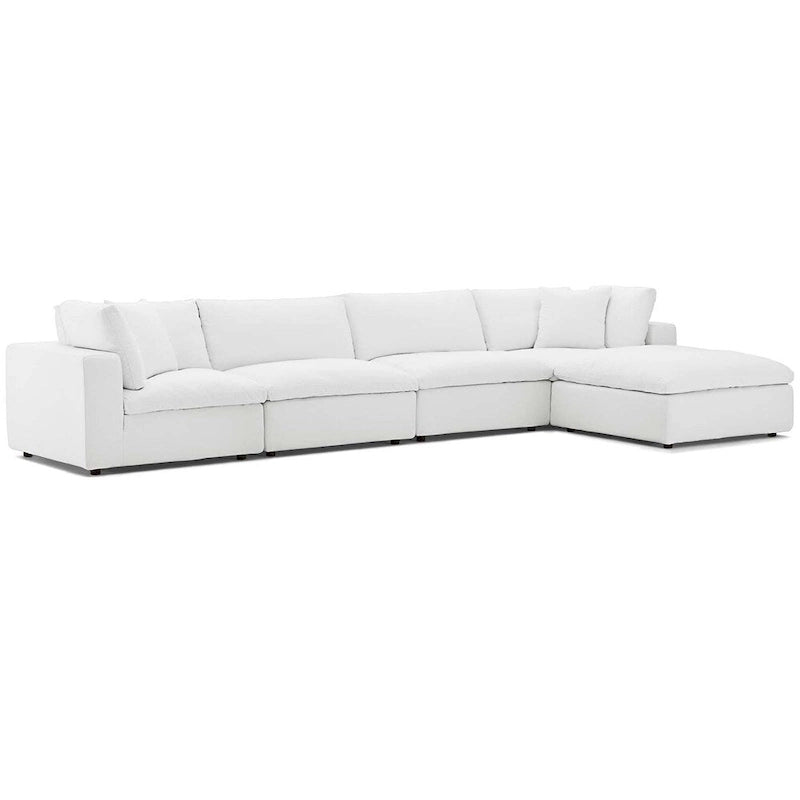 Divano angolare moderno grigio, poliestere-lino, 5 pezzi