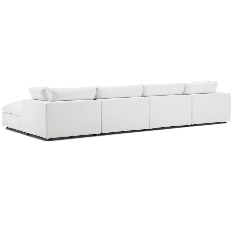 Divano angolare moderno grigio, poliestere-lino, 5 pezzi