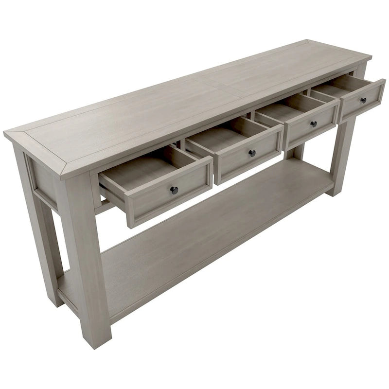 Consolle Mid-Century con 3 Cassetti e 2 Ripiani – Espresso / Blu Marino / Grigio / Bianco / Marrone Chiaro / Blu Scuro