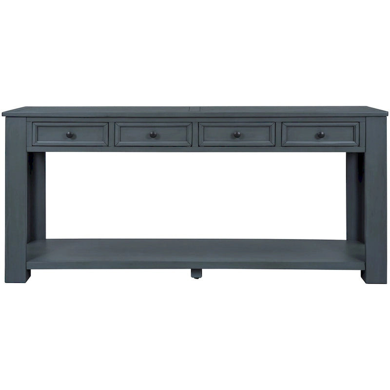 Consolle Mid-Century con 3 Cassetti e 2 Ripiani – Espresso / Blu Marino / Grigio / Bianco / Marrone Chiaro / Blu Scuro