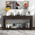 Consolle Mid-Century con 3 Cassetti e 2 Ripiani – Espresso / Blu Marino / Grigio / Bianco / Marrone Chiaro / Blu Scuro