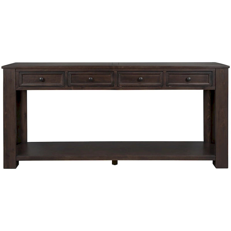 Consolle Mid-Century con 3 Cassetti e 2 Ripiani – Espresso / Blu Marino / Grigio / Bianco / Marrone Chiaro / Blu Scuro