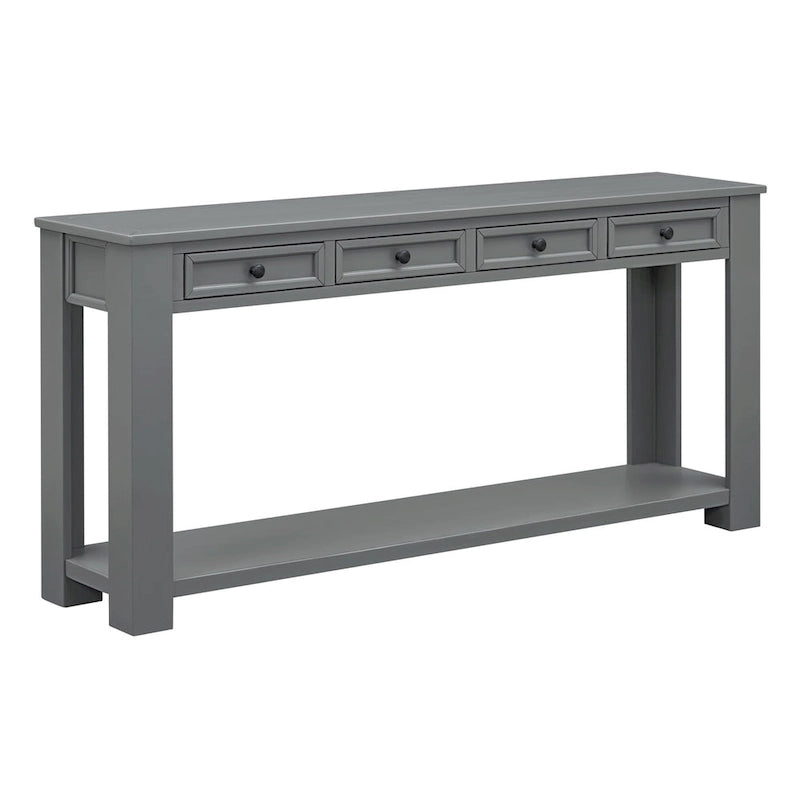 Consolle Mid-Century con 3 Cassetti e 2 Ripiani – Espresso / Blu Marino / Grigio / Bianco / Marrone Chiaro / Blu Scuro