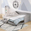 Divano letto allungabile grigio / bianco / espresso con letto estraibile, da singolo a matrimoniale, per 2 persone