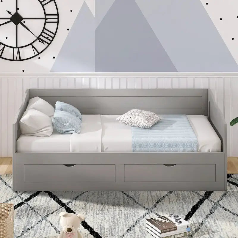 Divano letto allungabile grigio / bianco / espresso con letto estraibile, da singolo a matrimoniale, per 2 persone