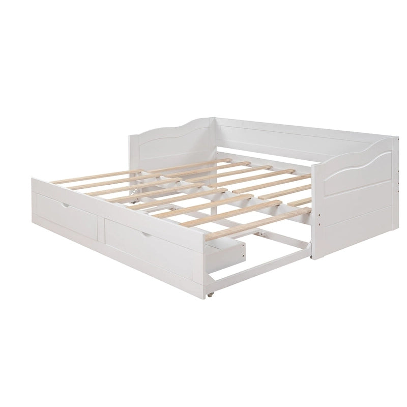 Divano letto allungabile grigio / bianco / espresso con letto estraibile, da singolo a matrimoniale, per 2 persone