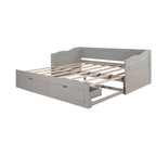 Divano letto allungabile grigio / bianco / espresso con letto estraibile, da singolo a matrimoniale, per 2 persone