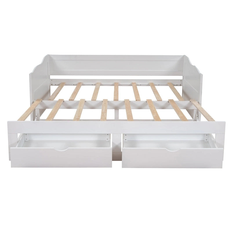 Divano letto allungabile grigio / bianco / espresso con letto estraibile, da singolo a matrimoniale, per 2 persone