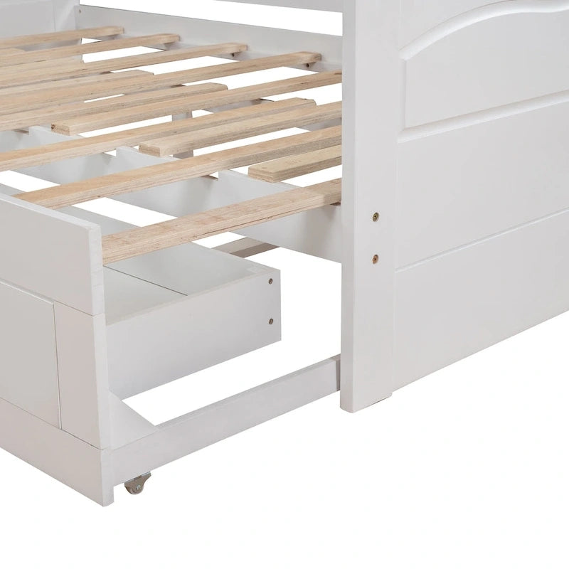 Divano letto allungabile grigio / bianco / espresso con letto estraibile, da singolo a matrimoniale, per 2 persone