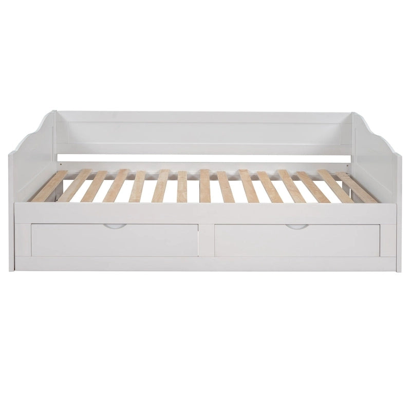 Divano letto allungabile grigio / bianco / espresso con letto estraibile, da singolo a matrimoniale, per 2 persone