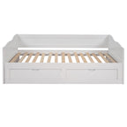 Divano letto allungabile grigio / bianco / espresso con letto estraibile, da singolo a matrimoniale, per 2 persone