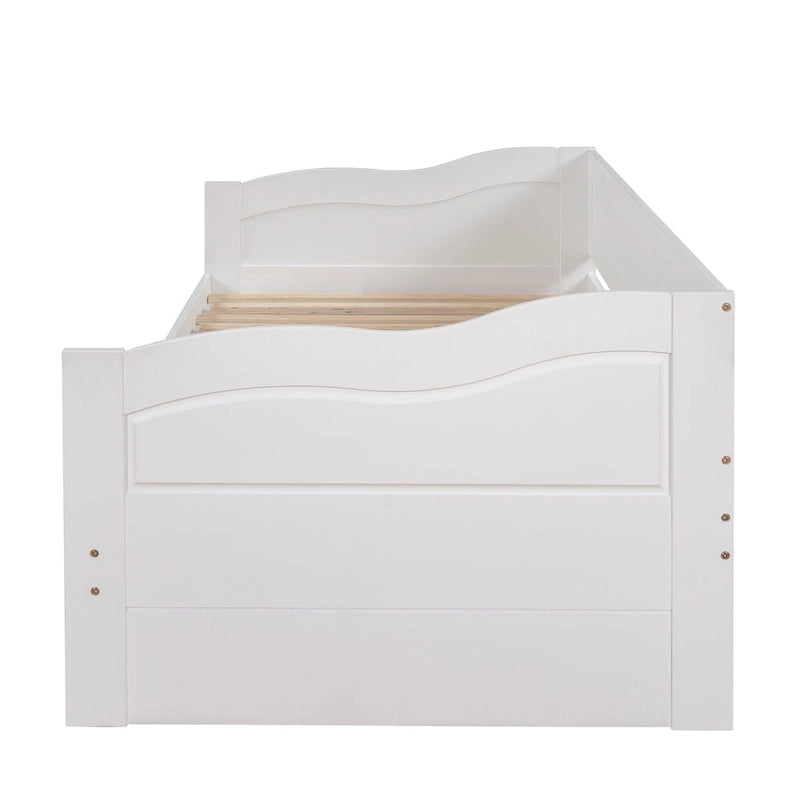 Divano letto allungabile grigio / bianco / espresso con letto estraibile, da singolo a matrimoniale, per 2 persone