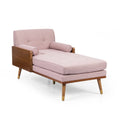 Chaise longue di metà secolo rosa cipria chiaro / grigio / beige e noce scuro, 1 posto