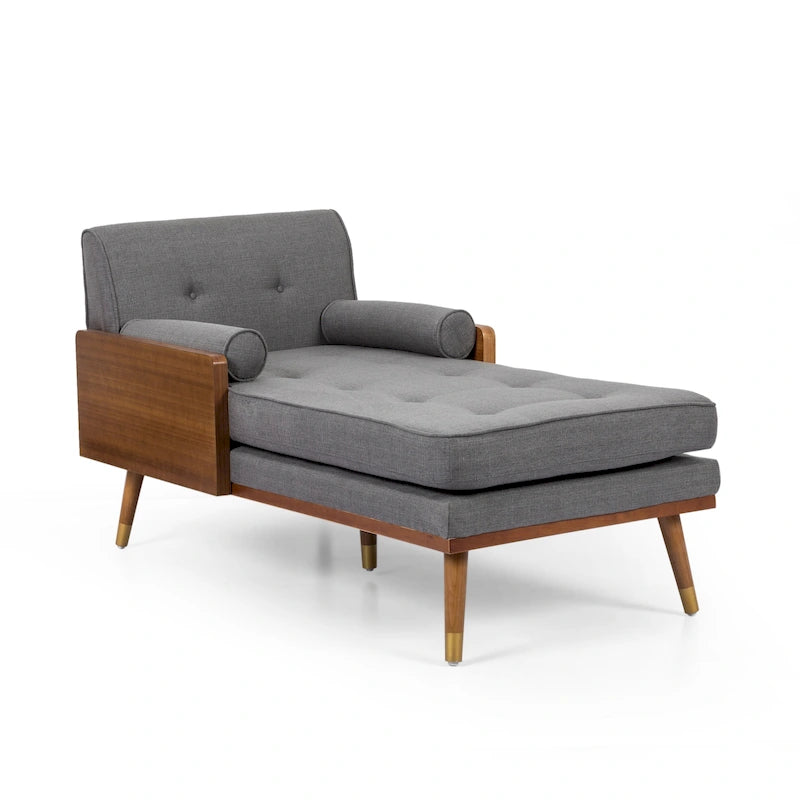 Chaise longue di metà secolo rosa cipria chiaro / grigio / beige e noce scuro, 1 posto