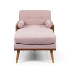 Chaise longue di metà secolo rosa cipria chiaro / grigio / beige e noce scuro, 1 posto