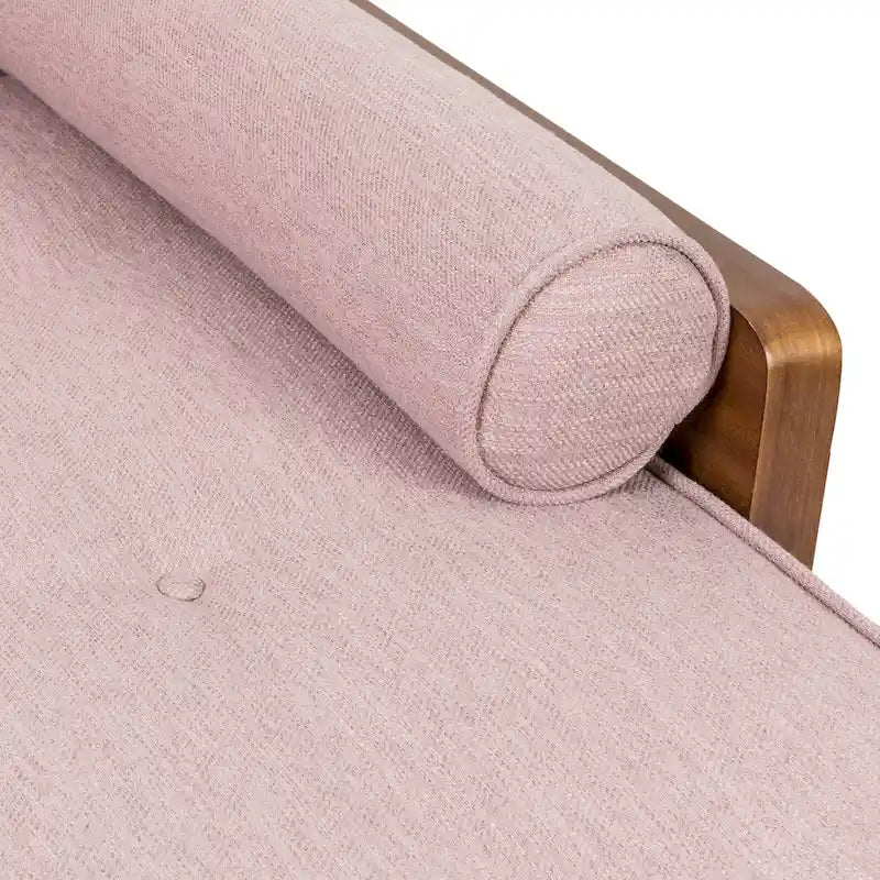 Chaise longue di metà secolo rosa cipria chiaro / grigio / beige e noce scuro, 1 posto