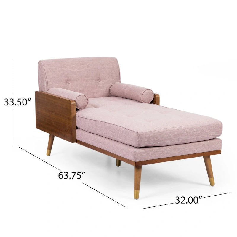 Chaise longue di metà secolo rosa cipria chiaro / grigio / beige e noce scuro, 1 posto