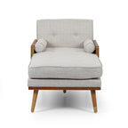 Chaise longue di metà secolo rosa cipria chiaro / grigio / beige e noce scuro, 1 posto
