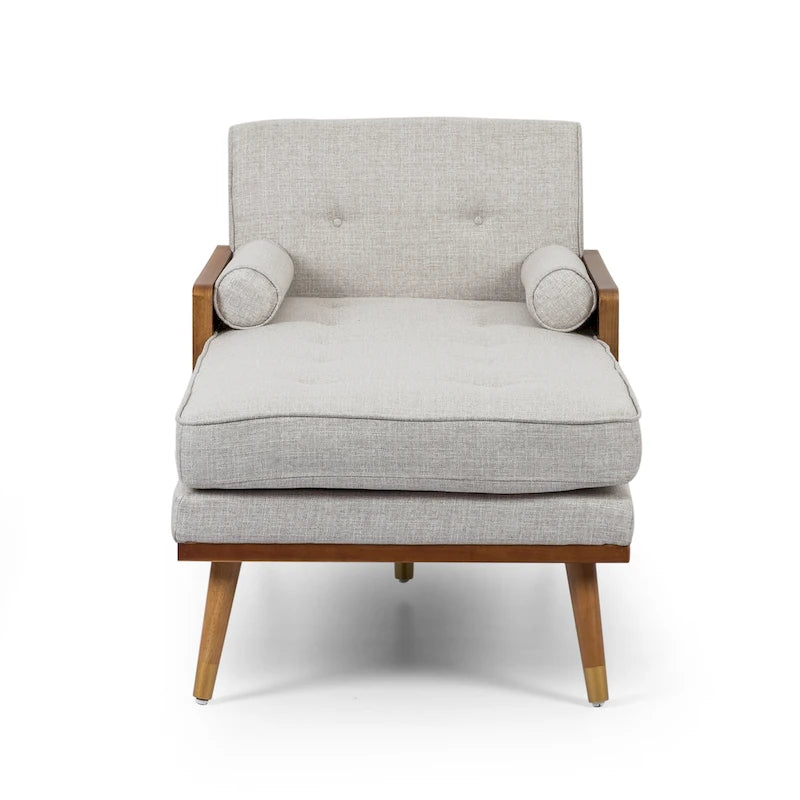 Chaise longue di metà secolo rosa cipria chiaro / grigio / beige e noce scuro, 1 posto