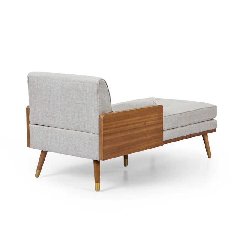 Chaise longue di metà secolo rosa cipria chiaro / grigio / beige e noce scuro, 1 posto