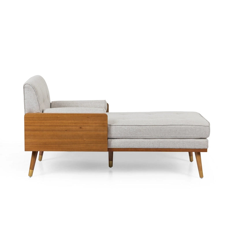 Chaise longue di metà secolo rosa cipria chiaro / grigio / beige e noce scuro, 1 posto