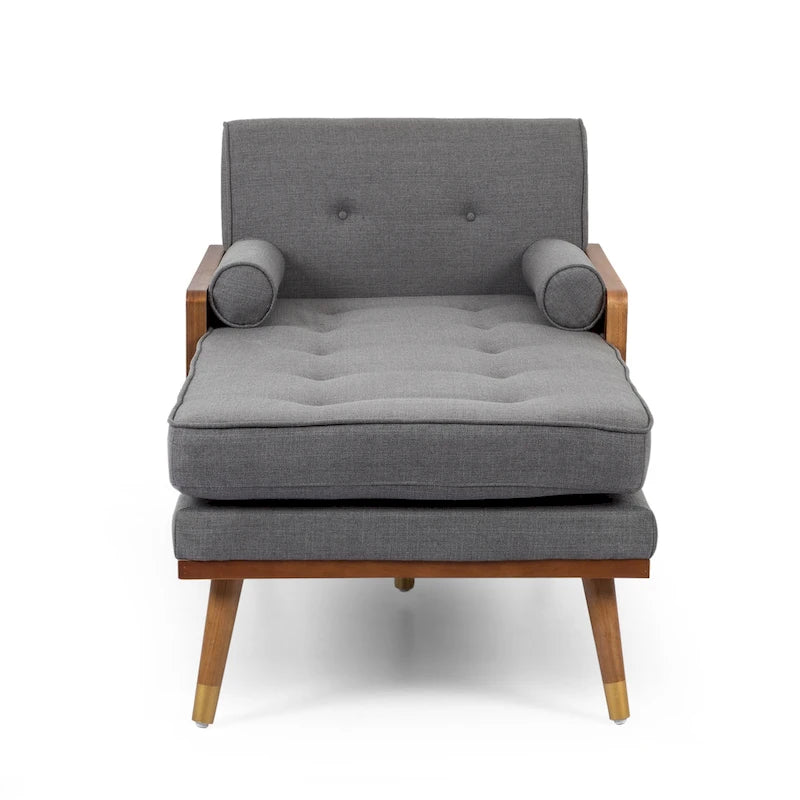 Chaise longue di metà secolo rosa cipria chiaro / grigio / beige e noce scuro, 1 posto