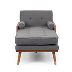 Chaise longue di metà secolo rosa cipria chiaro / grigio / beige e noce scuro, 1 posto