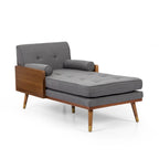Chaise longue di metà secolo rosa cipria chiaro / grigio / beige e noce scuro, 1 posto