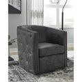 Brentlow Distressed Black Swivel Chair - 28.75  W x 31  D x 31.5  H