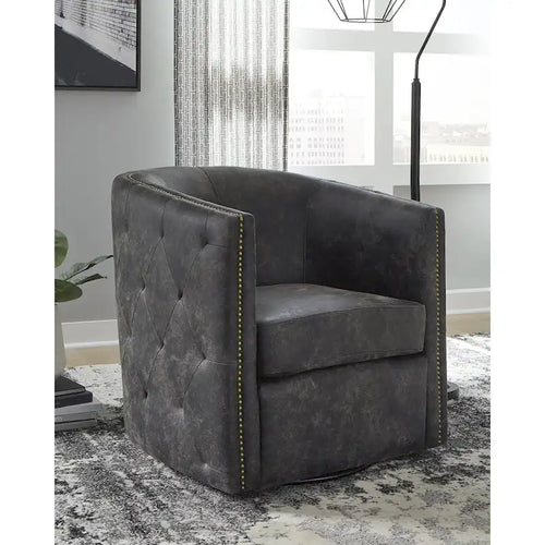 Brentlow Distressed Black Swivel Chair - 28.75  W x 31  D x 31.5  H