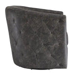 Poltrona girevole accentata in similpelle nera effetto invecchiato, monoposto