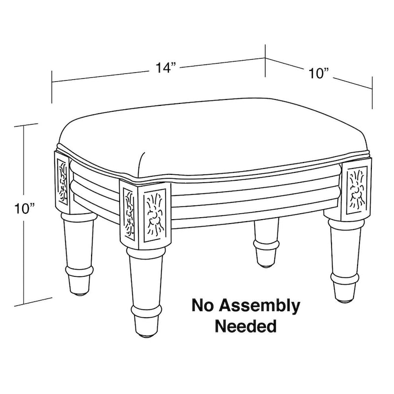Sgabello poggiapiedi Peonia Acqua, Rivestimento in lino, Struttura in legno verniciato, 1 persona