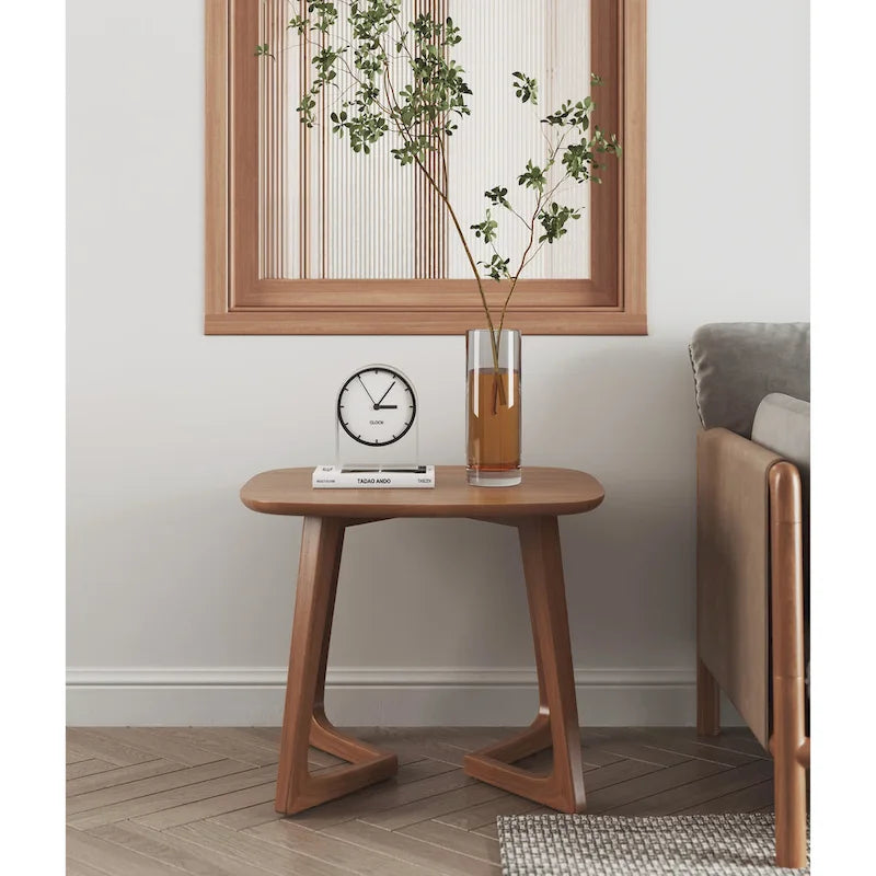 Tavolino in Legno Massello Noce Rustico Moderno (Uso Singolo)