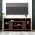 Mobile TV da Consolle in Legno Finitura Whiskey, 2 Ante, Adatto a TV fino a 85 pollici