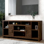 Mobile TV da Consolle in Legno Finitura Whiskey, 2 Ante, Adatto a TV fino a 85 pollici