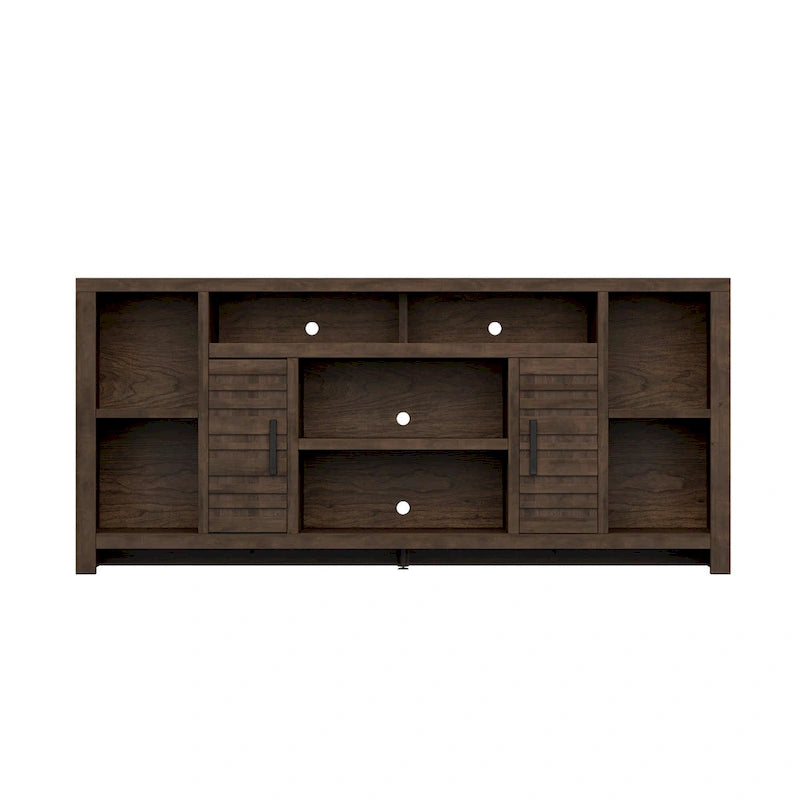 Mobile TV da Consolle in Legno Finitura Whiskey, 2 Ante, Adatto a TV fino a 85 pollici
