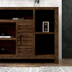 Mobile TV da Consolle in Legno Finitura Whiskey, 2 Ante, Adatto a TV fino a 85 pollici