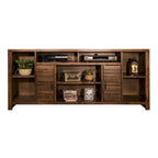 Mobile TV da Consolle in Legno Finitura Whiskey, 2 Ante, Adatto a TV fino a 85 pollici