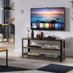 Mobile TV Marrone Rustico e Nero con 3 Ripiani, Adatto a TV fino a 50"