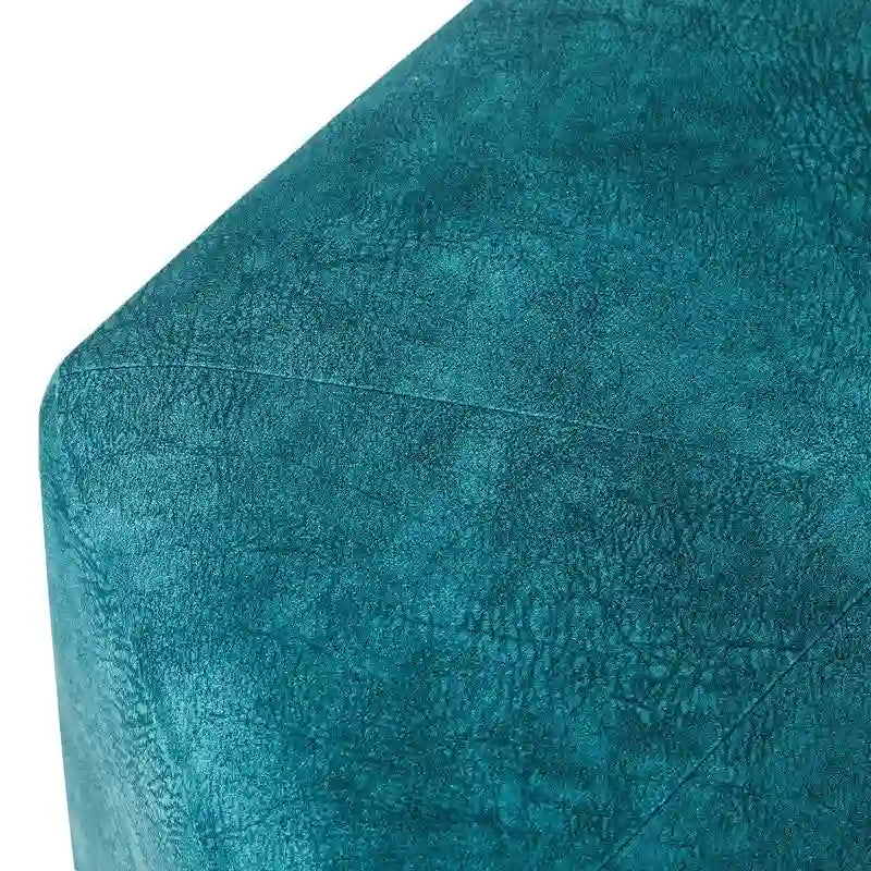 Pouf esagonale blu, rivestimento in pelle scamosciata, seduta singola