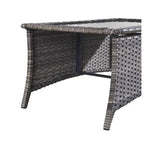 Tavolino rettangolare grigio in rattan PE con piano in vetro temperato, per 1 persona