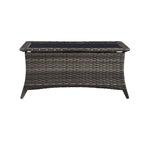 Tavolino rettangolare grigio in rattan PE con piano in vetro temperato, per 1 persona